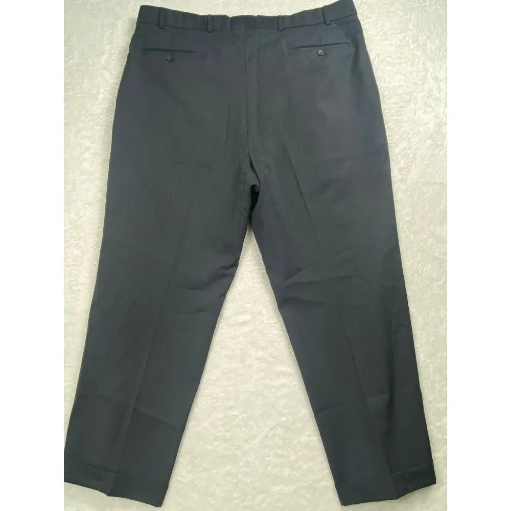 Ballin Mens‎ Pants 40x28 Dark Gray Cuffed Super 120s Wool Classic Trouser